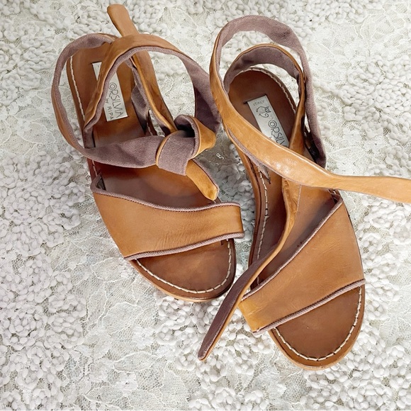 Orsilvia by Ripa Sandals Made in Italy Brown Leather Wraparound Ankle Open Toe - Picture 1 of 6